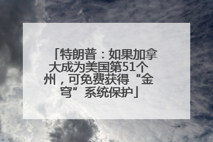 特朗普：如果加拿大成为美国第51个州，可免费获得“金穹”系统保护