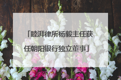 睦湃律所杨毅主任获任朝阳银行独立董事