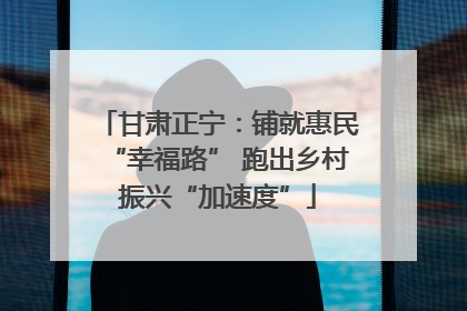 甘肃正宁：铺就惠民“幸福路” 跑出乡村振兴“加速度”