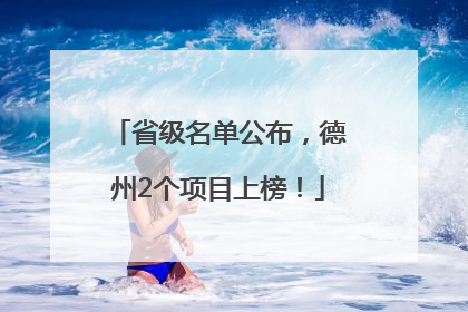 省级名单公布，德州2个项目上榜！