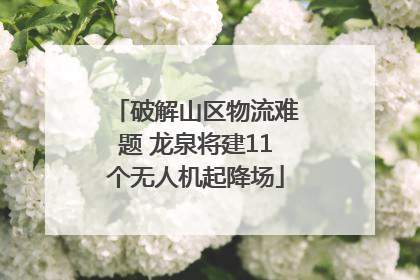 破解山区物流难题 龙泉将建11个无人机起降场