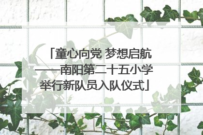 童心向党 梦想启航——南阳第二十五小学举行新队员入队仪式