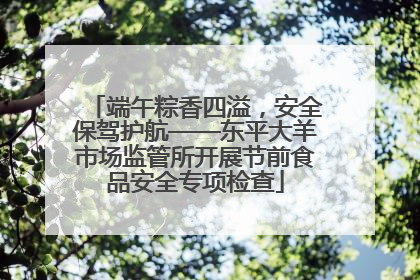 端午粽香四溢，安全保驾护航——东平大羊市场监管所开展节前食品安全专项检查