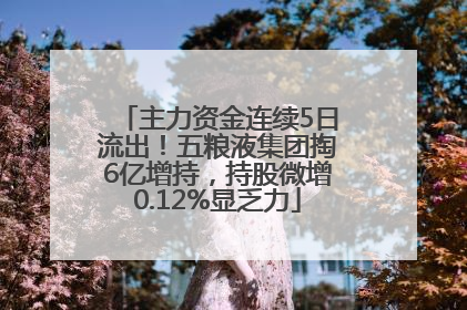 主力资金连续5日流出！五粮液集团掏6亿增持，持股微增0.12%显乏力