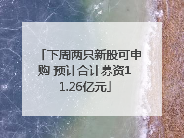 下周两只新股可申购 预计合计募资11.26亿元