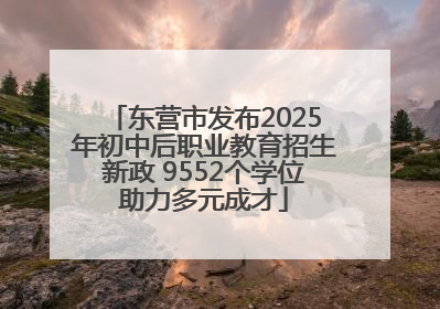 东营市发布2025年初中后职业教育招生新政 9552个学位助力多元成才