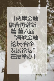 两岸金融融合再谱新篇 第六届“海峡金融论坛·台企发展论坛”在厦举办
