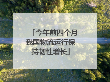今年前四个月我国物流运行保持韧性增长
