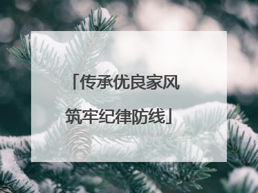 传承优良家风 筑牢纪律防线