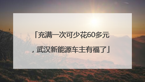 充满一次可少花60多元，武汉新能源车主有福了