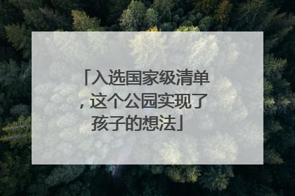 入选国家级清单，这个公园实现了孩子的想法