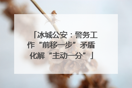 冰城公安：警务工作“前移一步”矛盾化解“主动一分”