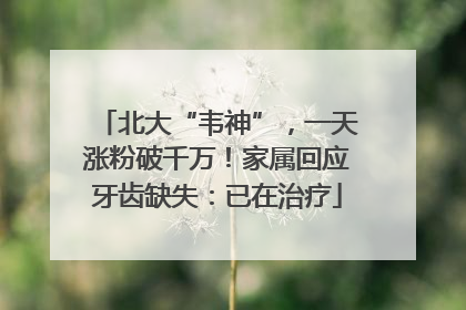 北大“韦神”，一天涨粉破千万！家属回应牙齿缺失：已在治疗