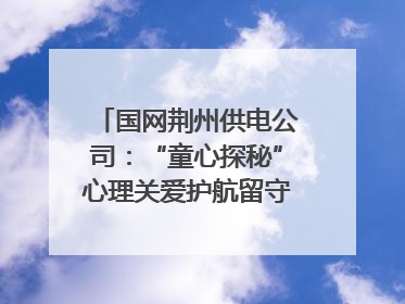 国网荆州供电公司：“童心探秘”心理关爱护航留守儿童成长