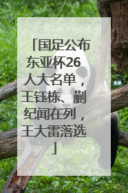 国足公布东亚杯26人大名单，王钰栋、蒯纪闻在列，王大雷落选