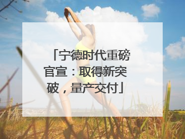 宁德时代重磅官宣：取得新突破，量产交付