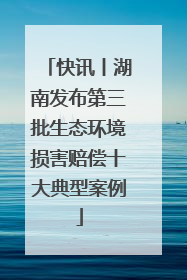 快讯丨湖南发布第三批生态环境损害赔偿十大典型案例