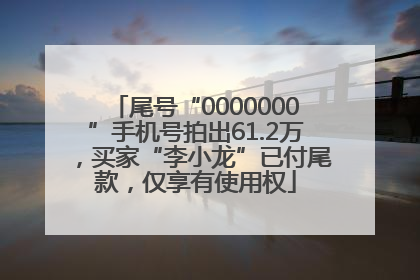 尾号“0000000”手机号拍出61.2万，买家“李小龙”已付尾款，仅享有使用权