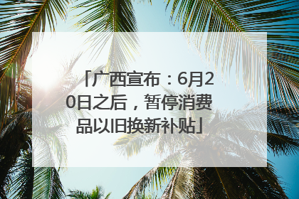 广西宣布：6月20日之后，暂停消费品以旧换新补贴
