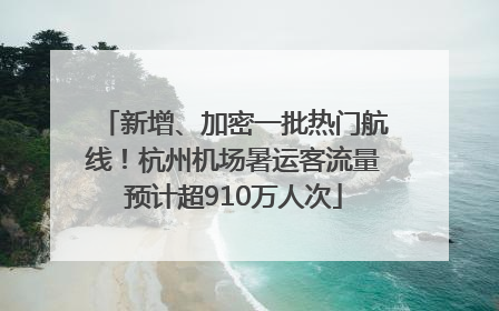 新增、加密一批热门航线！杭州机场暑运客流量预计超910万人次