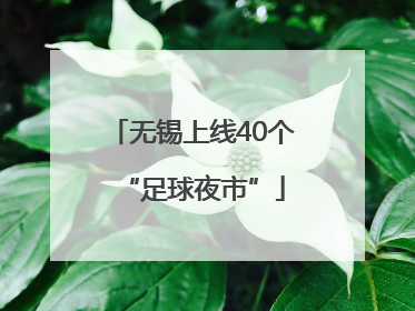 无锡上线40个“足球夜市”