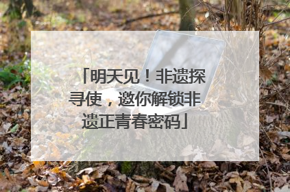 明天见！非遗探寻使，邀你解锁非遗正青春密码