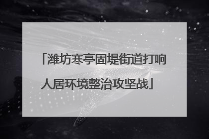 潍坊寒亭固堤街道打响人居环境整治攻坚战