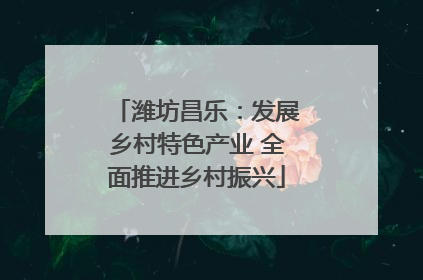 潍坊昌乐：发展乡村特色产业 全面推进乡村振兴