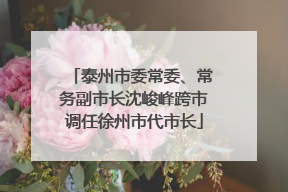 泰州市委常委、常务副市长沈峻峰跨市调任徐州市代市长
