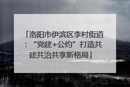 洛阳市伊滨区李村街道：“党建+公约”打造共建共治共享新格局
