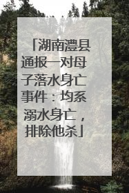 湖南澧县通报一对母子落水身亡事件：均系溺水身亡，排除他杀