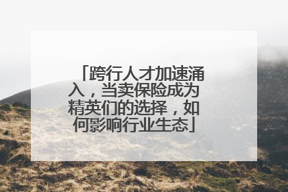 跨行人才加速涌入，当卖保险成为精英们的选择，如何影响行业生态