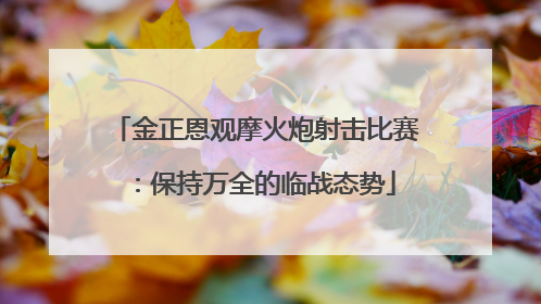 金正恩观摩火炮射击比赛：保持万全的临战态势