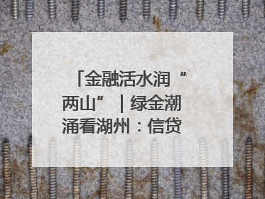 金融活水润“两山”｜绿金潮涌看湖州：信贷活水激发“两山”转化势能