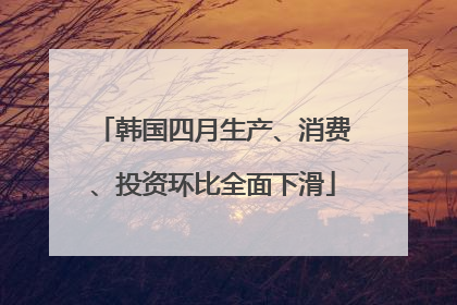 韩国四月生产、消费、投资环比全面下滑