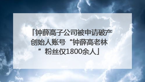 钟薛高子公司被申请破产 创始人账号“钟薛高老林”粉丝仅1800余人