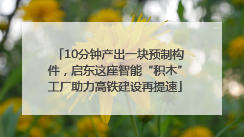10分钟产出一块预制构件，启东这座智能“积木”工厂助力高铁建设再提速