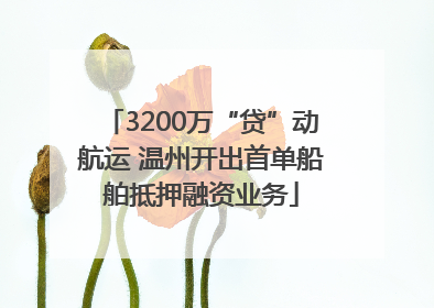 3200万“贷”动航运 温州开出首单船舶抵押融资业务