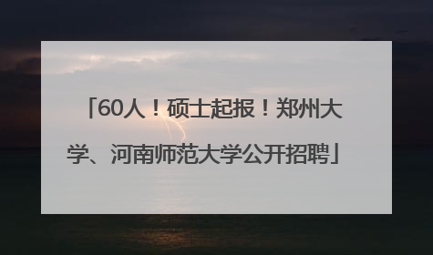 60人！硕士起报！郑州大学、河南师范大学公开招聘